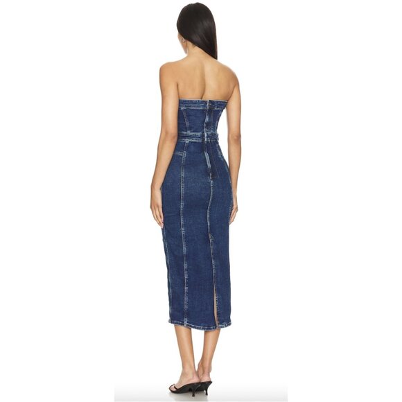 GOOD AMERICAN Tube Midi Dress in Indigo594 Size X-Small - Picture 2 of 8